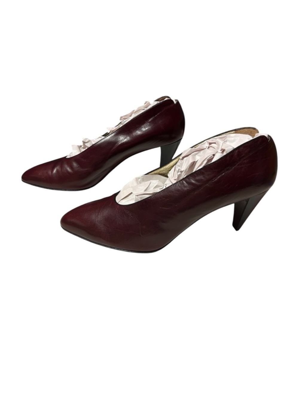 Walter Steiger Vintage Luxury Burgundy Pointed Patent Leather Banana Heels - Picture 3 of 8